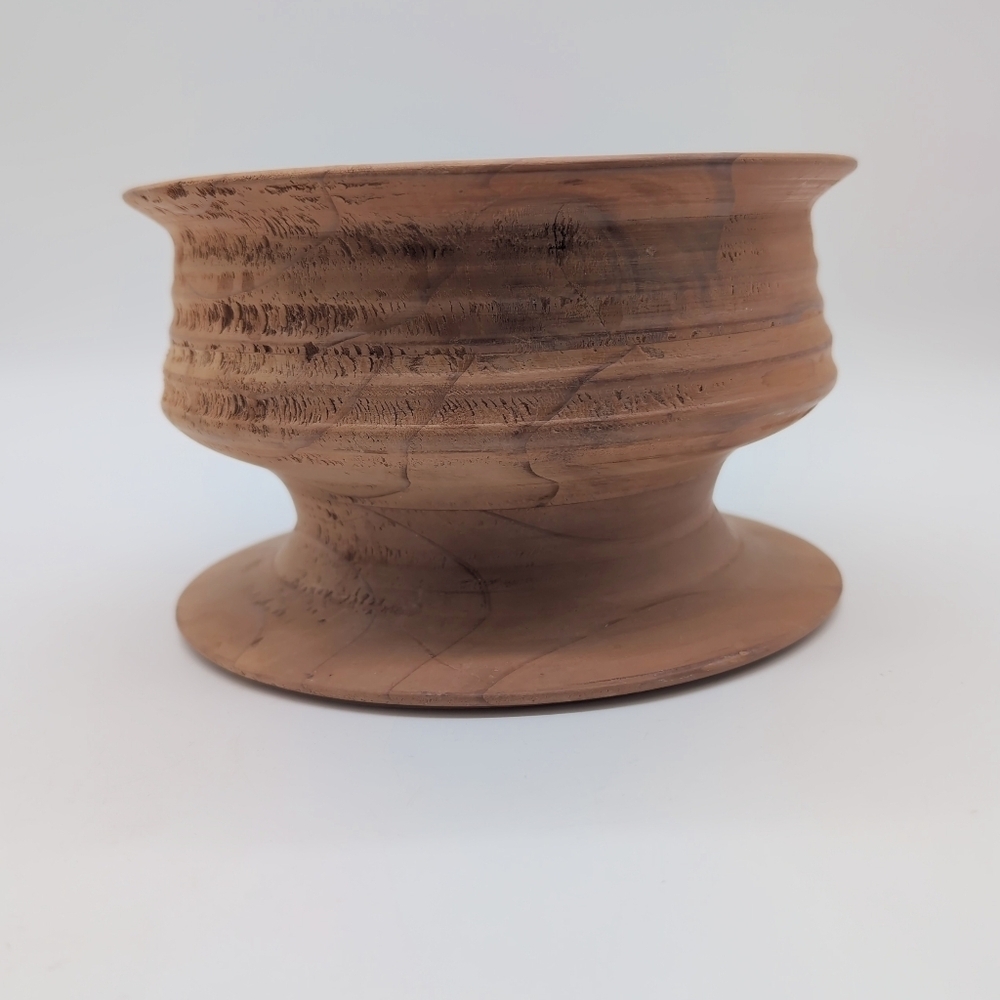 Vintage Handcrafted Wooden Pedestal Bowl Shane Zimmerman Lathe Created